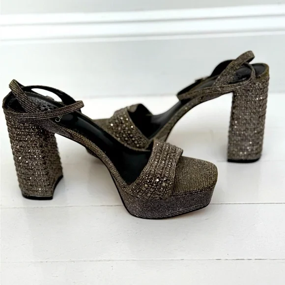 Vince Camuto Silver Heels with Embellished Strap - Picture 14 of 16